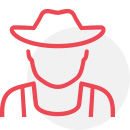 інфографіка фермер у капелюсі червоною лінією